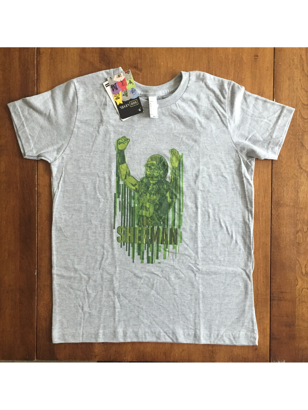 RICHARD SHERMAN NFL FOOTBALL T SHIRT 500 LEVEL Gray NFLPA Youth Size 12 NWT